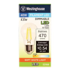 Westinghouse A15 E26 (Medium) Filament LED Bulb Warm White 40 Watt Equivalence 1 pk