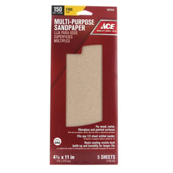 Ace 11 in. L X 4-1/2 in. W 150 Grit Aluminum Oxide Sandpaper 5 pk
