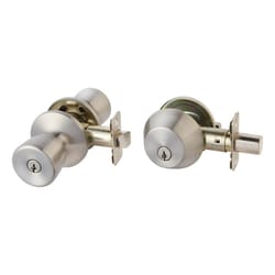 Ace Tulip Satin Deadbolt and Entry Door Knob 1-3/4 in.