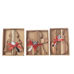 KitchenGoods Gingerbread Man/Snowman/Tree Acacia Cheese Boards 8.5 in.