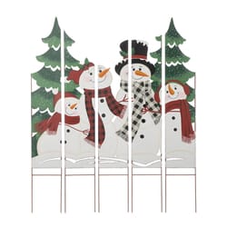 Glitzhome Multicolored Iron 41.5 in. H X 32.5 in. L X 0.25 in. W Snowman Yard Stake