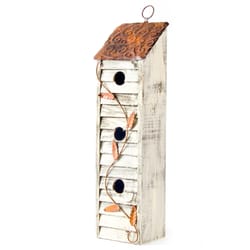Glitzhome 18 in. H X 4 in. W X 5-1/8 in. L Metal and Wood Bird House