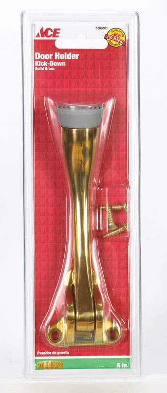 Ace 5 in. W Solid Brass w/Rubber Stop Brass Kick-Down Door Holder Mounts to floor - 01-3028-611 - Hardware  sku 01-3028-611