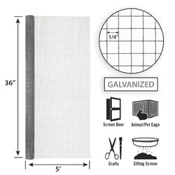 Garden Craft 36 in. H X 5 ft. L Galvanized Steel Hardware Cloth 1/4 in.