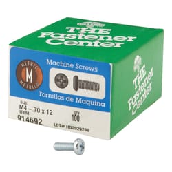 HILLMAN M4-0.7 X 12 in. L Phillips Pan Head Zinc-Plated Steel Metric Machine Screws 100 pk