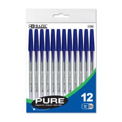 Bazic Products Pure Blue Ball Point Pen 12 pk