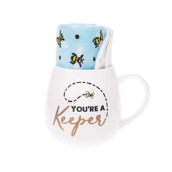 Pavilion Warm & Toe-sty 15.5 oz White BPA Free Bee Mug