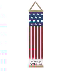 P Graham Dunn Multicolored Wood 43.75 in. H X 10.75 in. L X 0.5 in. W God Bless America Banner Decor