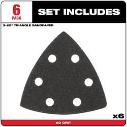 Milwaukee 3-1/2 in. Silicon Carbide 60 Grit Triangular Sanding Paper 6 pk