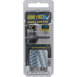 HILLMAN Bore-Fast 1/4 in. D X 1-1/2 in. L Steel Hex Head Screw and Anchor 6 pk