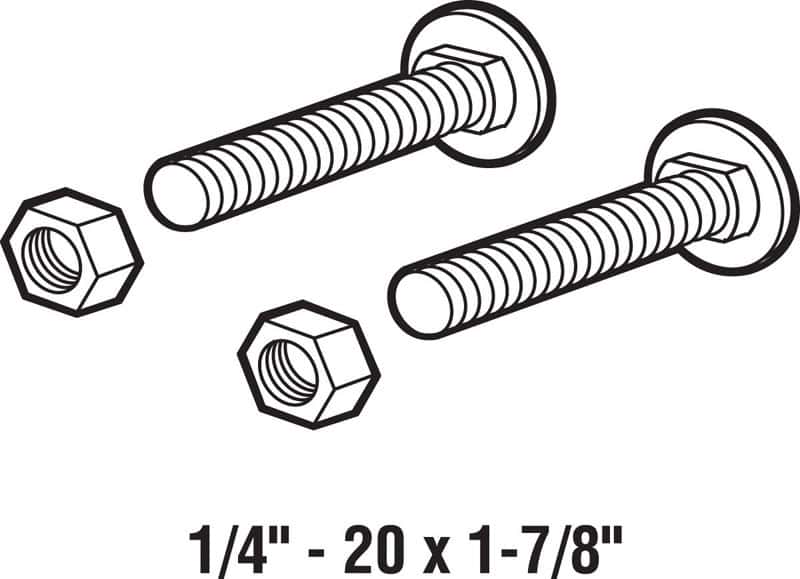 Prime-Line 1-7/8 in. L X 1/4 in. D Steel Carriage Bolts w/Nuts Prime-Line 1-7/8 in. L X 1/4 in. D Steel Carriage Bolts w/Nuts