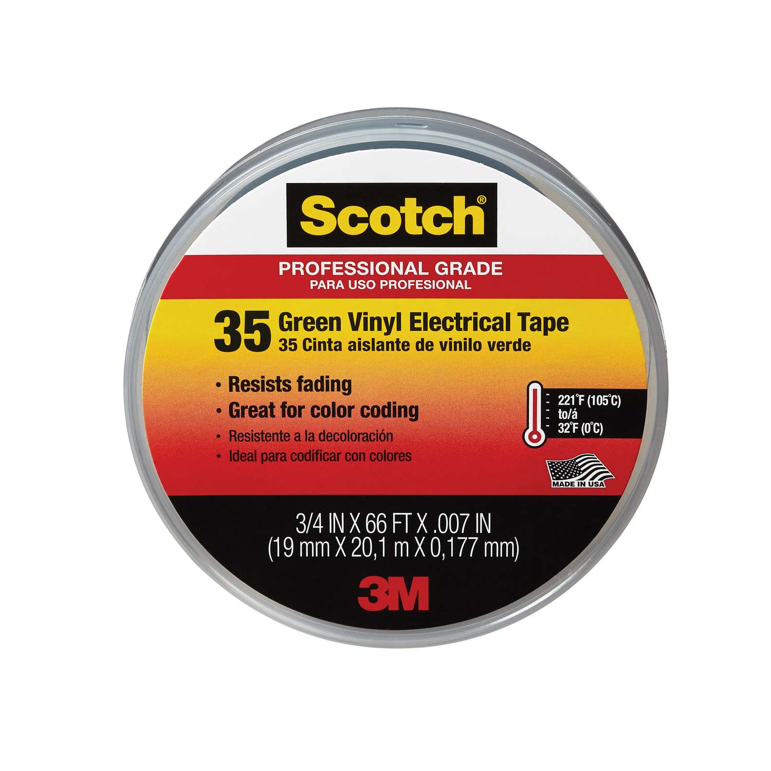 3M Scotch 3/4 inch W X 66 foot L Green Vinyl Electrical Tape Ace Hardware
