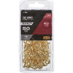 Ace Small Bright Brass Brass 1 in. L Cup Hook 25 lb 50 pk