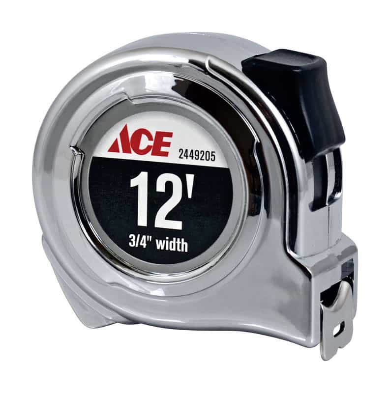 Ace 12 ft. L x 0.75 in. W Tape Measure Chrome 1 pk Ace Hardware