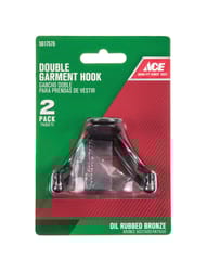 Ace 1 in. L Oil Rubbed Bronze Brown Metal Small Double Garment Hook 2 pk