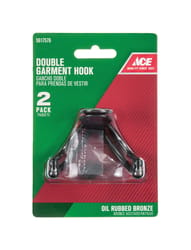 Ace 1 in. L Oil Rubbed Bronze Brown Metal Small Double Garment Hook 2 pk