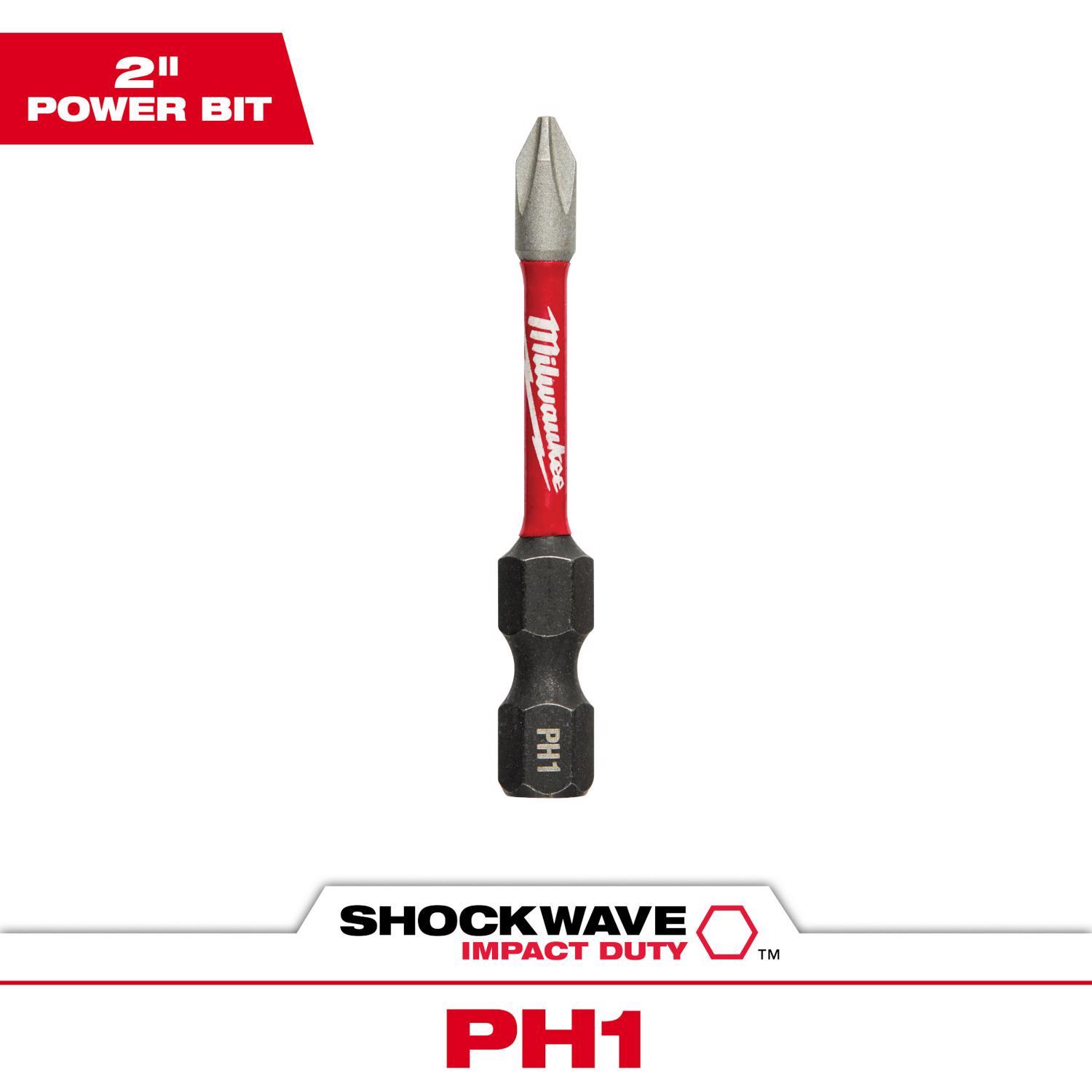 Photos - Drill Bit Milwaukee Shockwave Phillips #1 X 2 in. L Impact Power Bit Steel 1 pc 48-3 