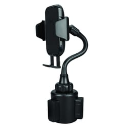 Fabcordz Black Cup Holder Cell Phone Car Mount For All Mobile Devices