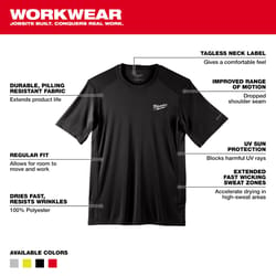 Milwaukee Workskin L Short Sleeve Men's Crew Neck Black Lightweight Performance Tee Shirt