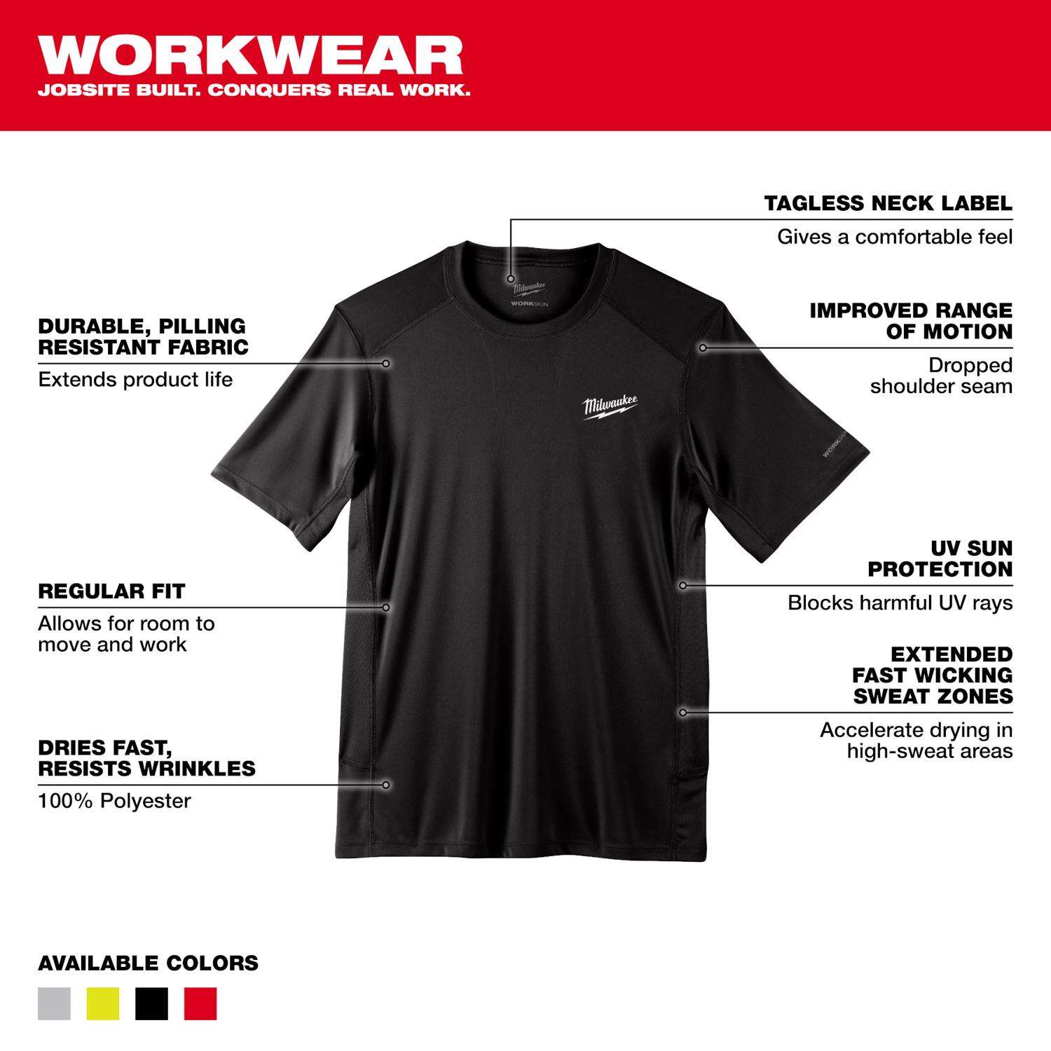 Milwaukee Tool WORKSKIN Men's Large Gray Light Weight Performance