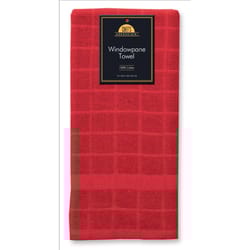 Kane Home Red Cotton Solid Windowpane Kitchen Towel 1 pk