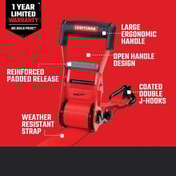 Craftsman We Build Pride 2 in. W X 27 ft. L Red Ratchet Strap 3333 lb 1 pk