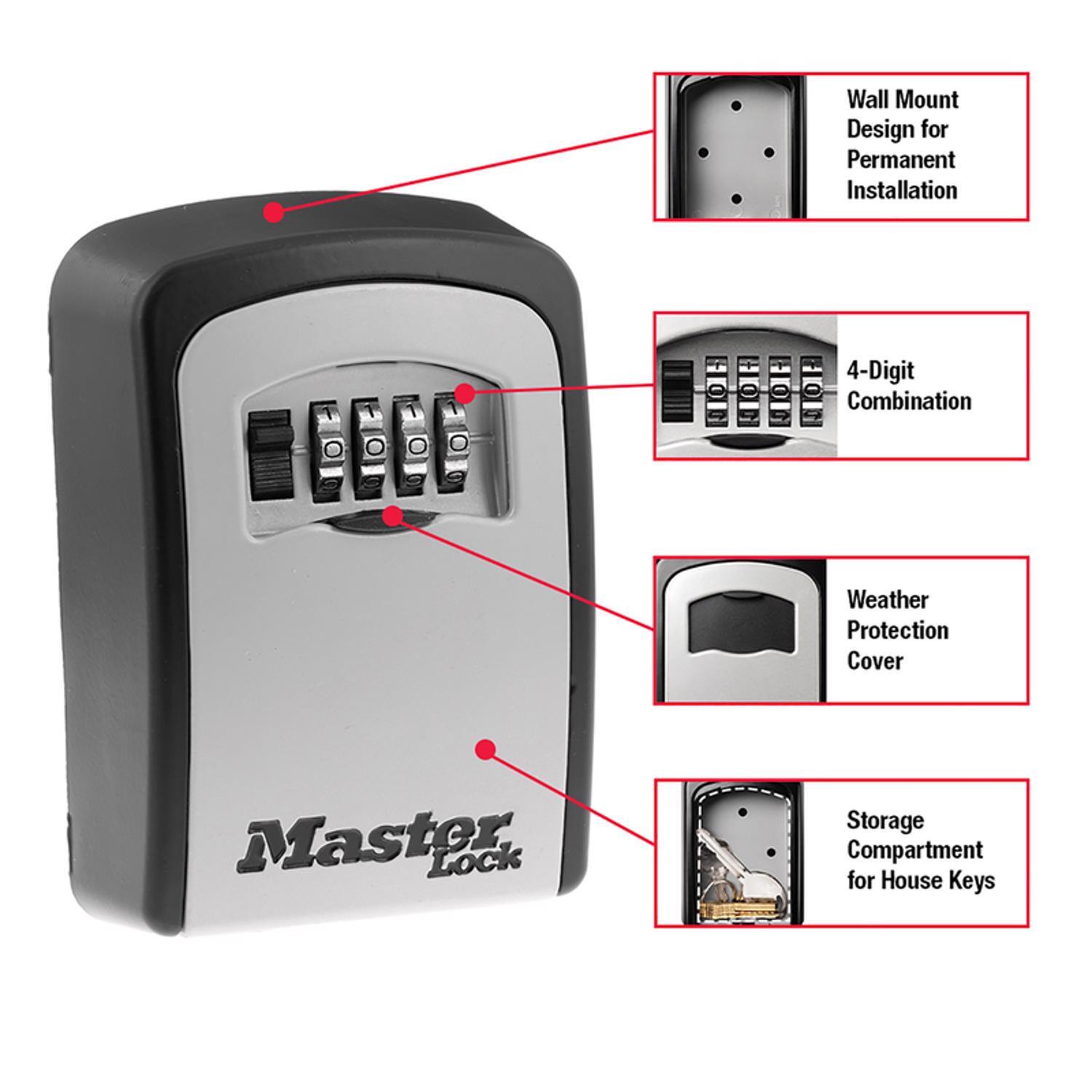 Master Lock 5-7/32 in. H X 1-11/16 in. W X 3-1/4 in. L Steel 4-Digit Combination Lock Box