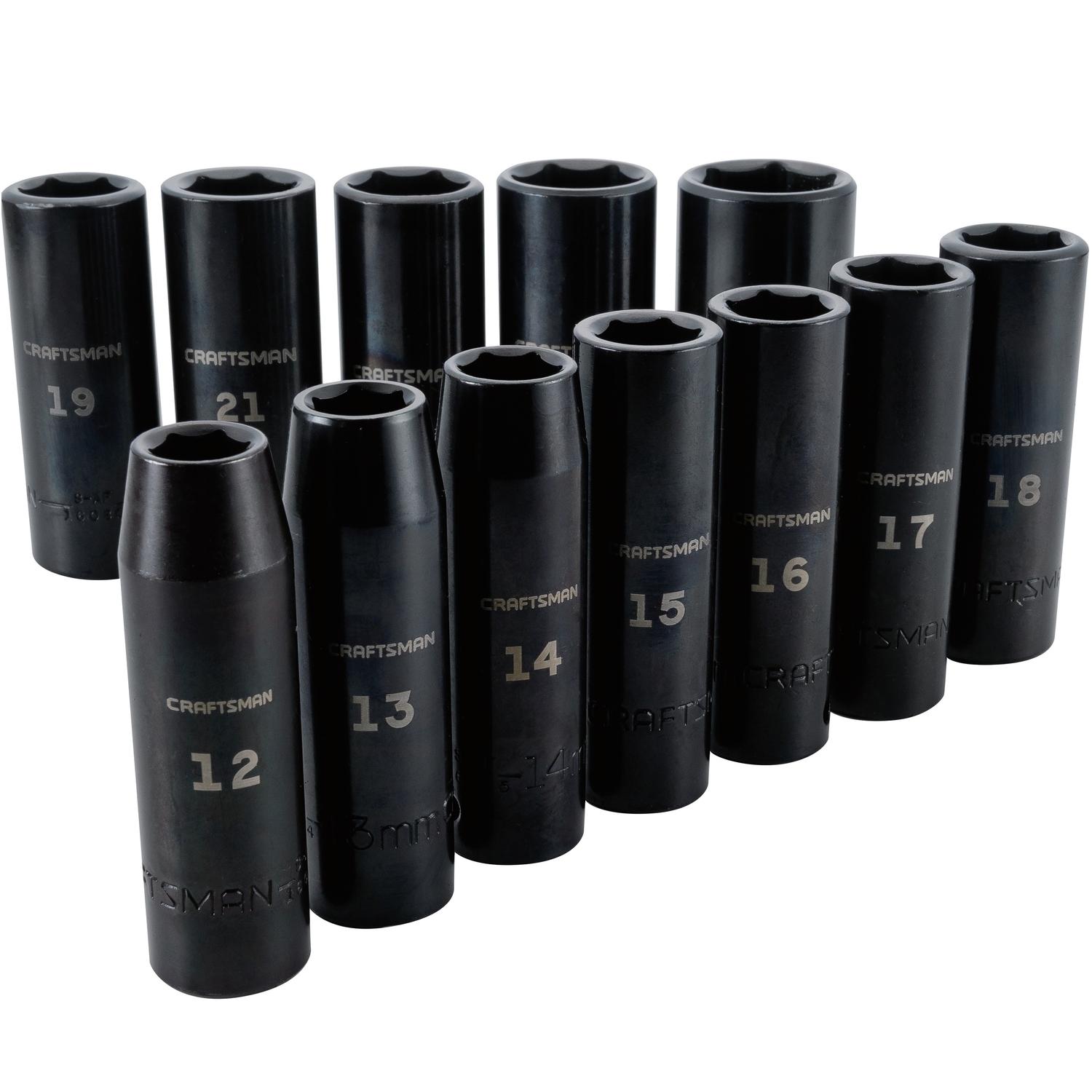 Craftsman 27 mm X 1/2 in. drive Metric 6 Point Deep Deep Impact Socket 12 pc Uae Electronic uaeelectronic.com