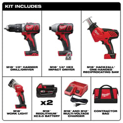 Milwaukee 18V M18 Cordless Brushed 4 Tool Combo Kit