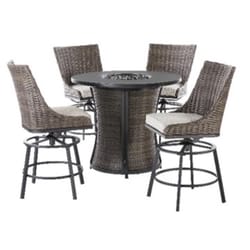 Living Accents Verona 5 pc Black Steel High Dining Fire Pit Set