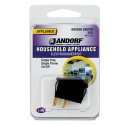 Jandorf 16 amps Single Pole Rocker Appliance Switch Black 1 pk