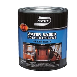 Deft Satin Clear Water-Based Waterborne Wood Finish 1 qt