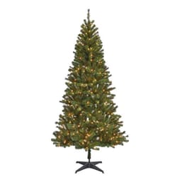 Holiday Bright Lights 1-2 Tree 7-1/2 ft. Slim LED 300 ct Evergreen Fir 1-2 Tree Color Changing Chris