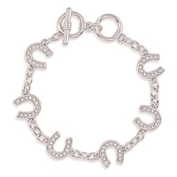 Montana Silversmiths Women's Crystal Lucky Horseshoe Silver Bracelet Water Resistant One Size Fits M