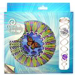 Spinfinity Designs Multi-color Stainless Steel 6.5 in. Animated Butterfly Mini Set Outdoor Spinner