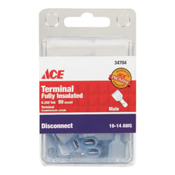 Ace Insulated Wire Male Disconnect Blue 50 pk