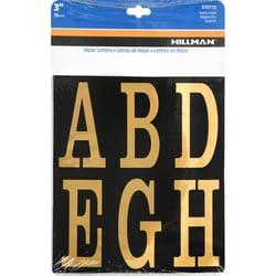 Hillman 3 in. Gold Vinyl Self-Adhesive Letter Set A-Z 51 pc