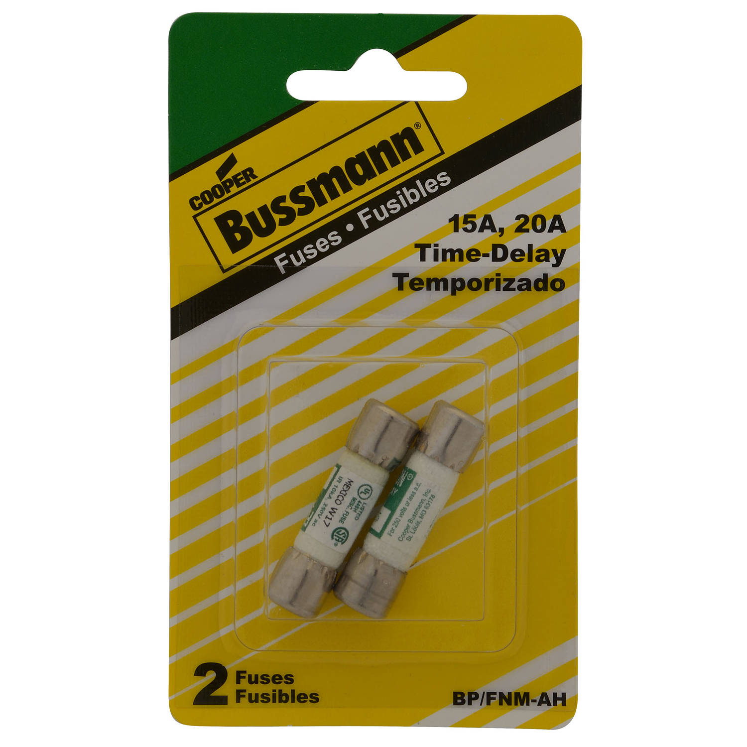Original Bussmann FNM-15 Zeitverzögerungssicherung – 15A, 250VAC, Träge