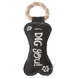 Pavilion Pavilion's Pets Black/Gray Cotton Bone Squeak Dog Toy 12 in. 1 pk