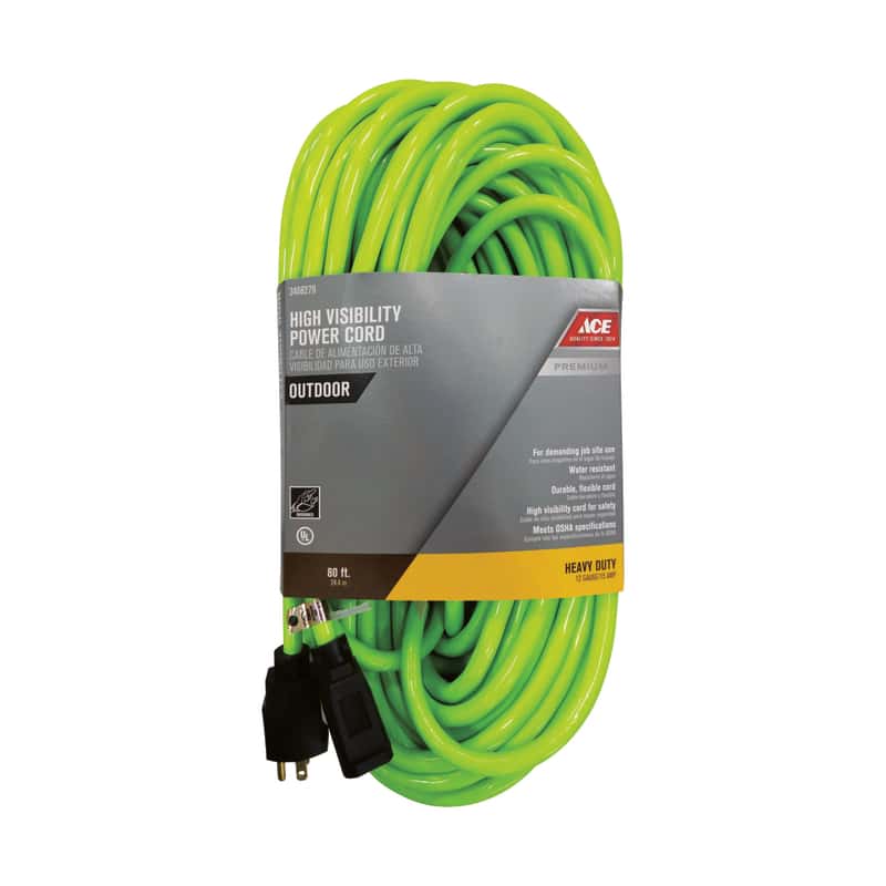 Ace Outdoor 80 ft. L Neon Green Extension Cord 12/3 SJTW Ace Hardware