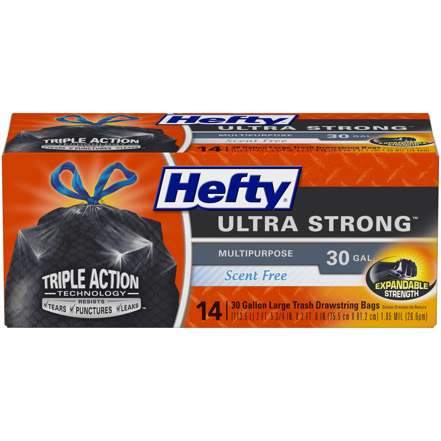 Hefty Ultra Strong 30 gal Trash Bags Drawstring 14 pk - 00E80616 - Decor  sku 00E80616