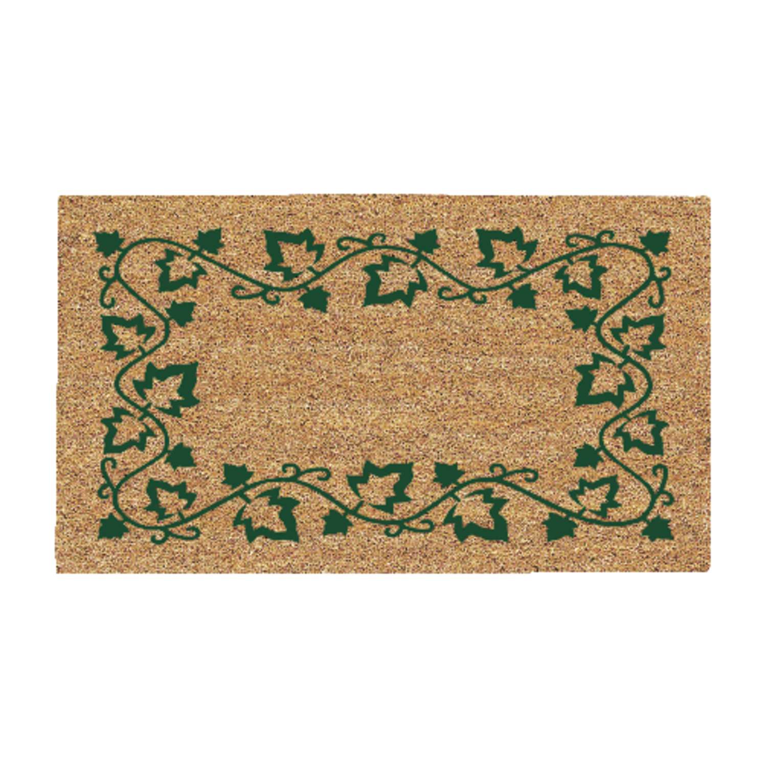 DeCoir Ivy Border Tan/Green Coir Nonslip Door Mat 16 in. L x 27 in. W