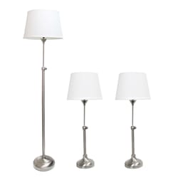 Elegant Designs 58.5 in. Brushed Nickel Silver Lamp Set