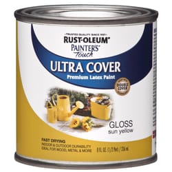 Rust-Oleum Painters Touch Ultra Cover Gloss Sun Yellow Water-Based Paint Exterior and Interior 8 oz