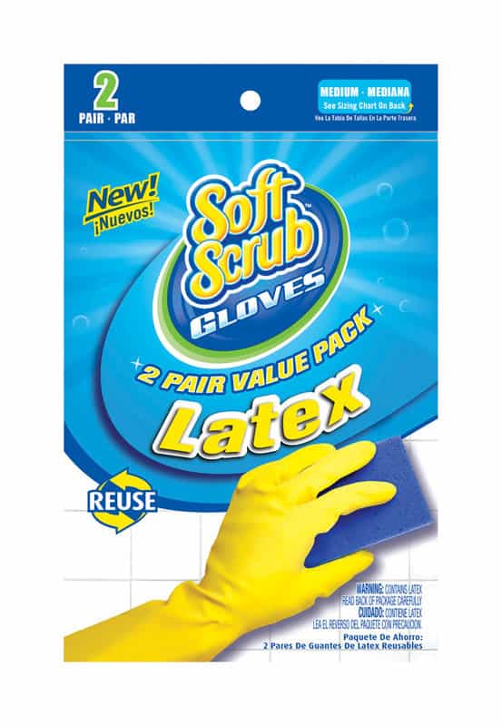 Soft Scrub Latex Gloves M Yellow 2 pair Ace Hardware
