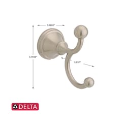 Delta Crestfield 3.75 in. H X 3.9 in. W X 2 in. L Satin Nickel Double Robe Hook