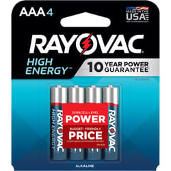 Rayovac High Energy AAA Alkaline Batteries 4 pk Carded