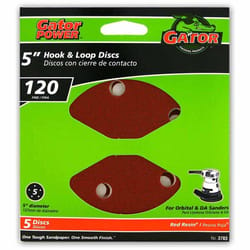 Gator 5 in. Aluminum Oxide Hook and Loop Sanding Disc 120 Grit Fine 5 pk