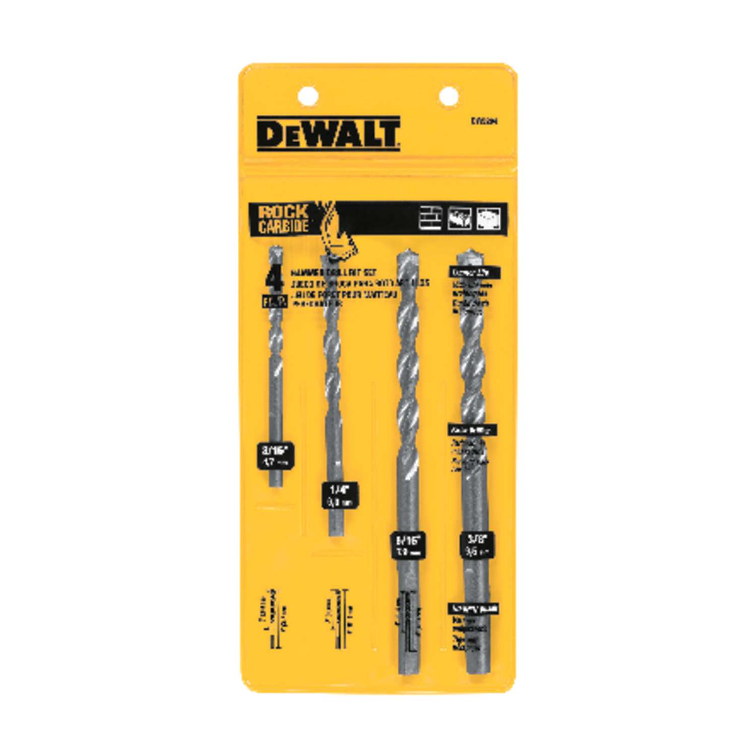 DeWalt 3 in. L Carbide Tipped Percussion Drill Bit Set 4 pc. Ace Hardware