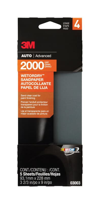 3M 9 in. L X 3 2 3 in. W 2000 Grit Silicon Carbide Sandpaper 5 pk Mfr 3003 Ace Hardware